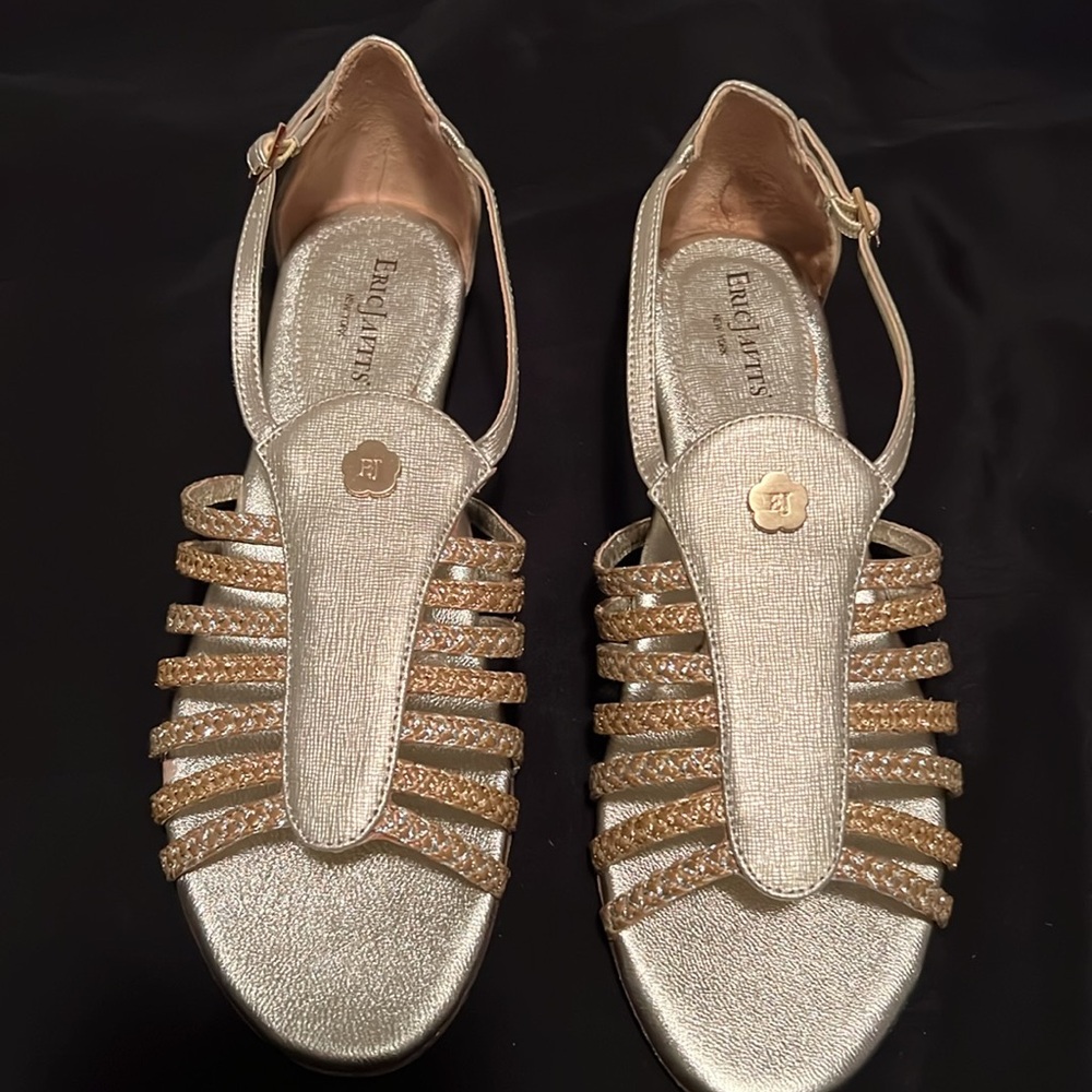 Eric Javits-New In Box-Metallic Mix Braid shoes-8.5M ***NIB